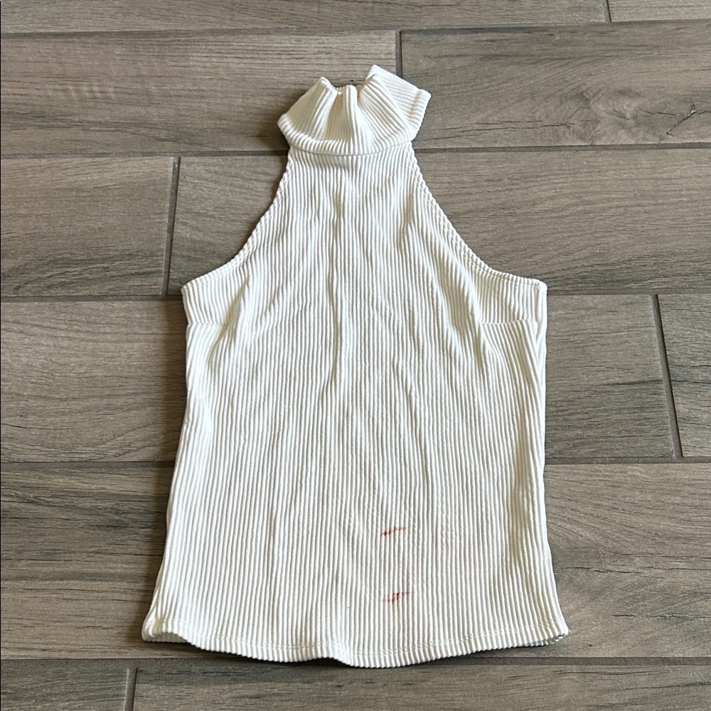 Elegant White Ribbed Halter Top